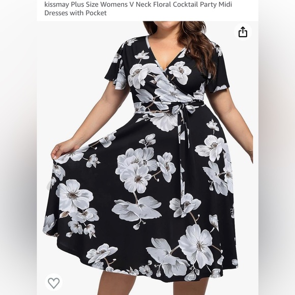 Dresses & Skirts - NWOT - kissmay Plus Size Womens V Neck Cocktail Party Midi Dress w/ Pocket